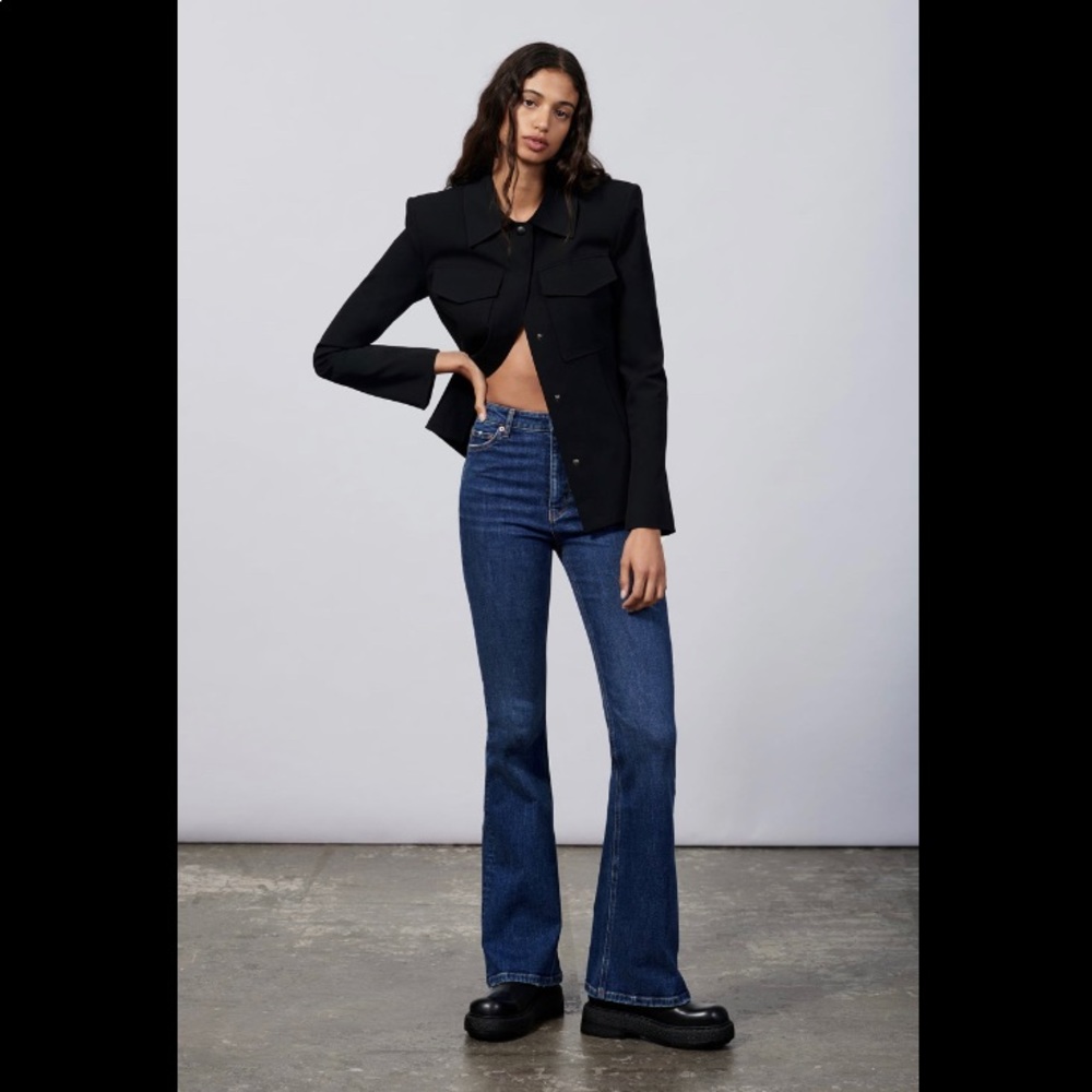 Zara skinny flare blue jeans NWT